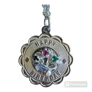 Vintage Crea 925 Sterling Silver Happy Birthday Necklace